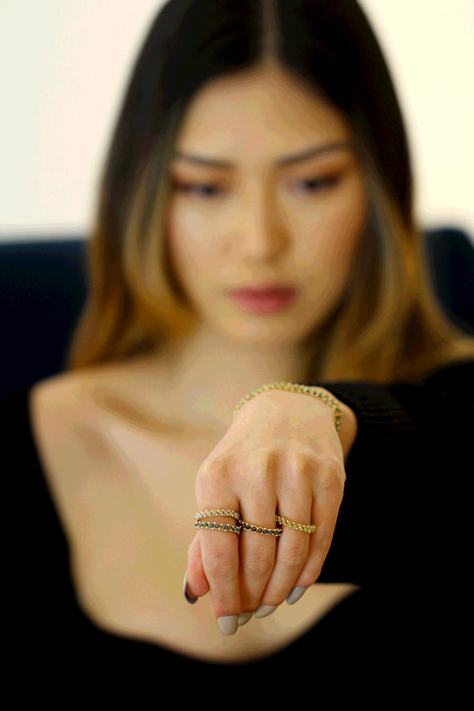 Myriam Oude Vrielink - 14k Yellow Gold Light Grey Rope Diamond Ring - DESIGNYARD, Dublin Ireland.