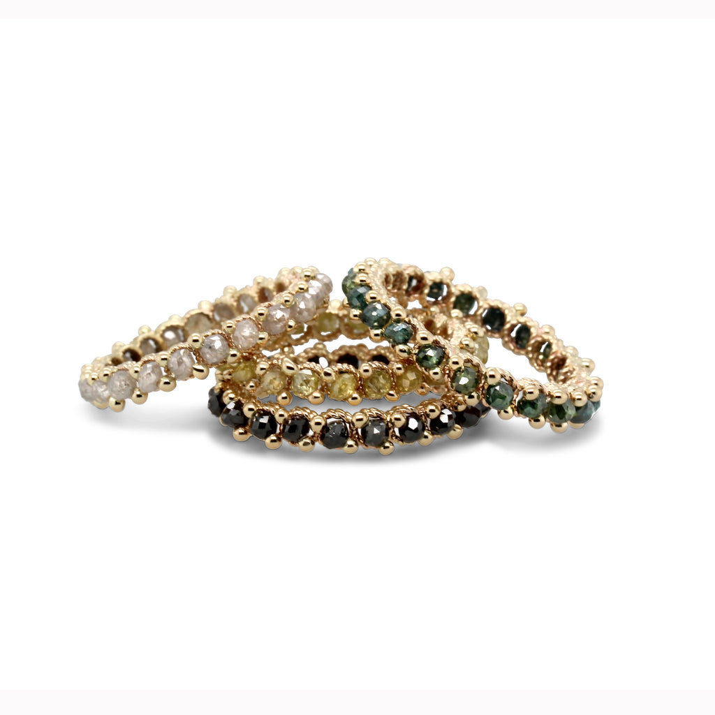Myriam Oude Vrielink - 14k Yellow Gold Light Grey Rope Diamond Ring - DESIGNYARD, Dublin Ireland.
