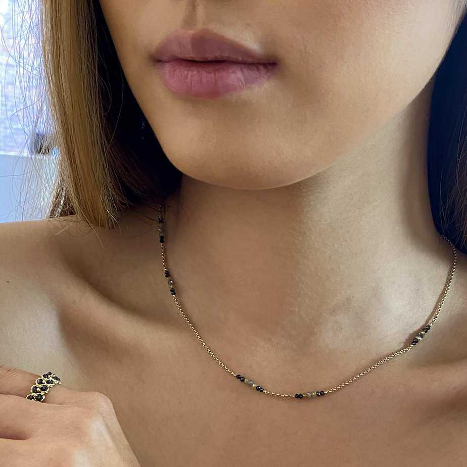 Myriam Oude Vrielink - 14k Yellow Gold Faceted Diamond Necklace - DESIGNYARD, Dublin Ireland.