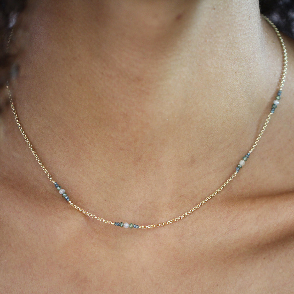 Myriam Oude Vrielink - 14k Yellow Gold Faceted Mint Green Diamond Necklace - DESIGNYARD, Dublin Ireland.