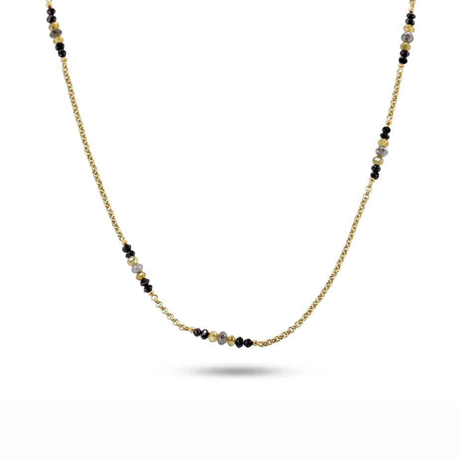 Myriam Oude Vrielink - 14k Yellow Gold Faceted Diamond Necklace - DESIGNYARD, Dublin Ireland.