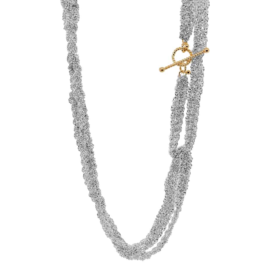 Myriam Oude Vrielink - Sterling Silver 14k Yellow Gold Double Ribbon Necklace - DESIGNYARD, Dublin Ireland.