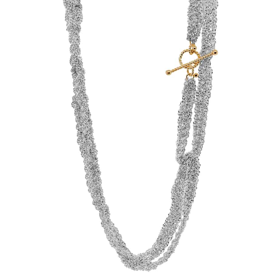 Myriam Oude Vrielink - Sterling Silver 14k Yellow Gold Double Ribbon Necklace - DESIGNYARD, Dublin Ireland.