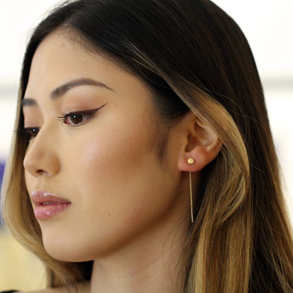 Photograph 3 of Neeltje Huddleston Slater's Contemporary 14k Yellow Gold Flat Dot Earrings. Available on DESIGNYARD.com and in our Jewellery Shop Dublin, Ireland. Free Worldwide Shipping with DHL.