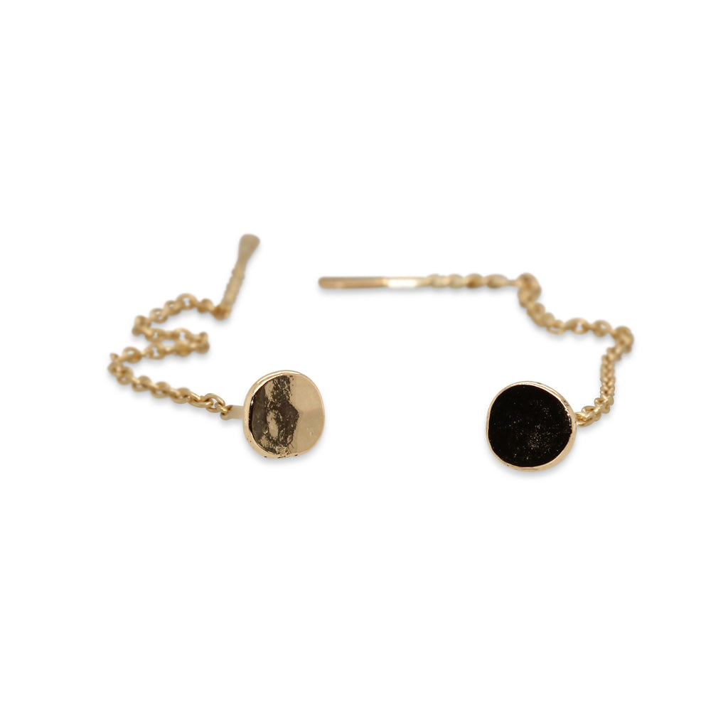 Photograph 1 of Neeltje Huddleston Slater's Contemporary 14k Yellow Gold Flat Dot Earrings. Available on DESIGNYARD.com and in our Jewellery Shop Dublin, Ireland. Free Worldwide Shipping with DHL.