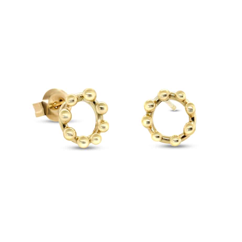 Neeltje Huddleston Slater - 14k Yellow Gold Circle Dot Earring - DESIGNYARD, Dublin Ireland.