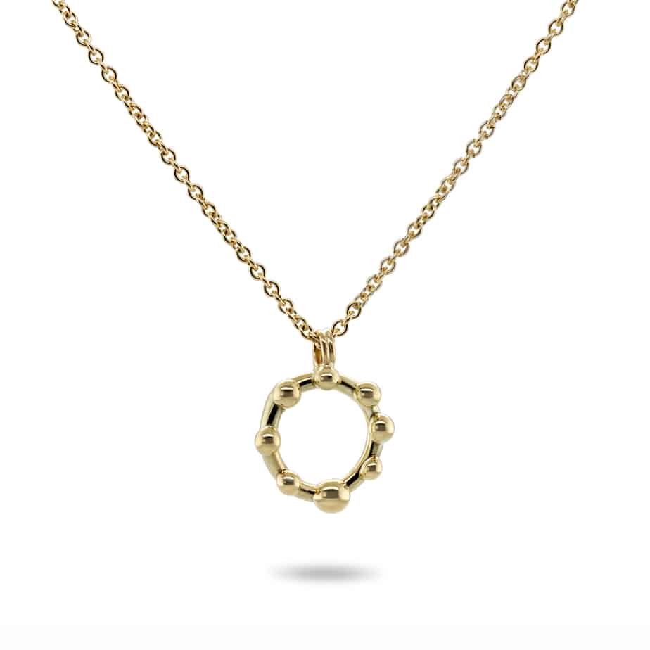 Neeltje Huddleston Slater - 14k Yellow Gold Circle Dot Pendant - DESIGNYARD, Dublin Ireland.