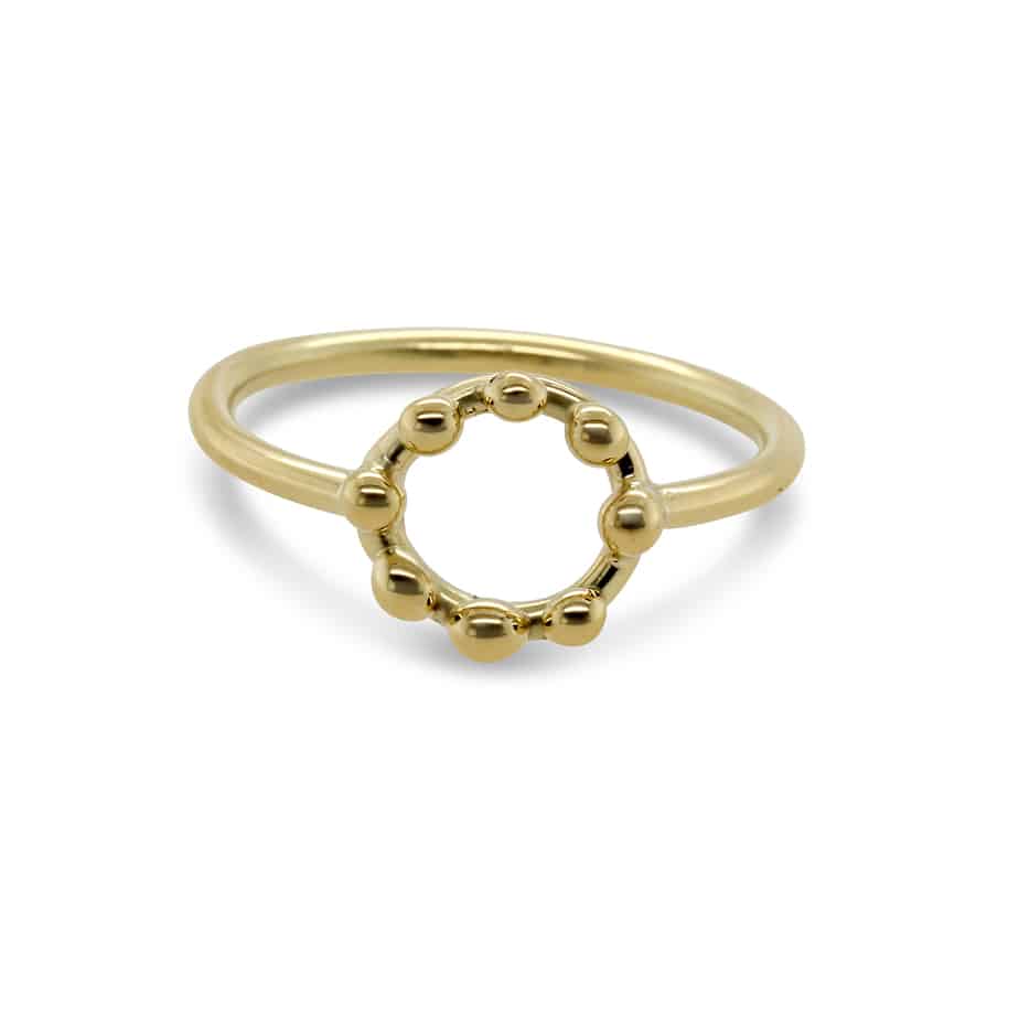 Neeltje Huddleston Slater - 14k Yellow Gold Circle Dot Ring - DESIGNYARD, Dublin Ireland.