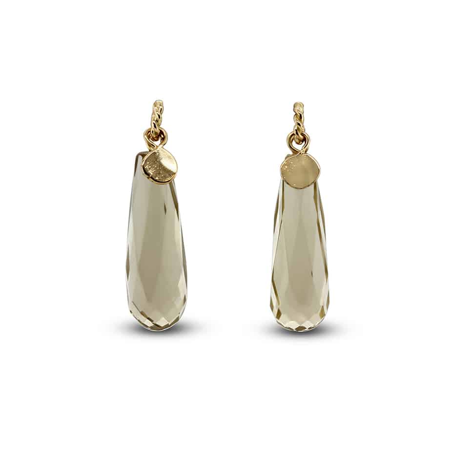 Neeltje Huddleston Slater - 14k Yellow Gold Citrine Long Leaf Earrings - DESIGNYARD, Dublin Ireland.