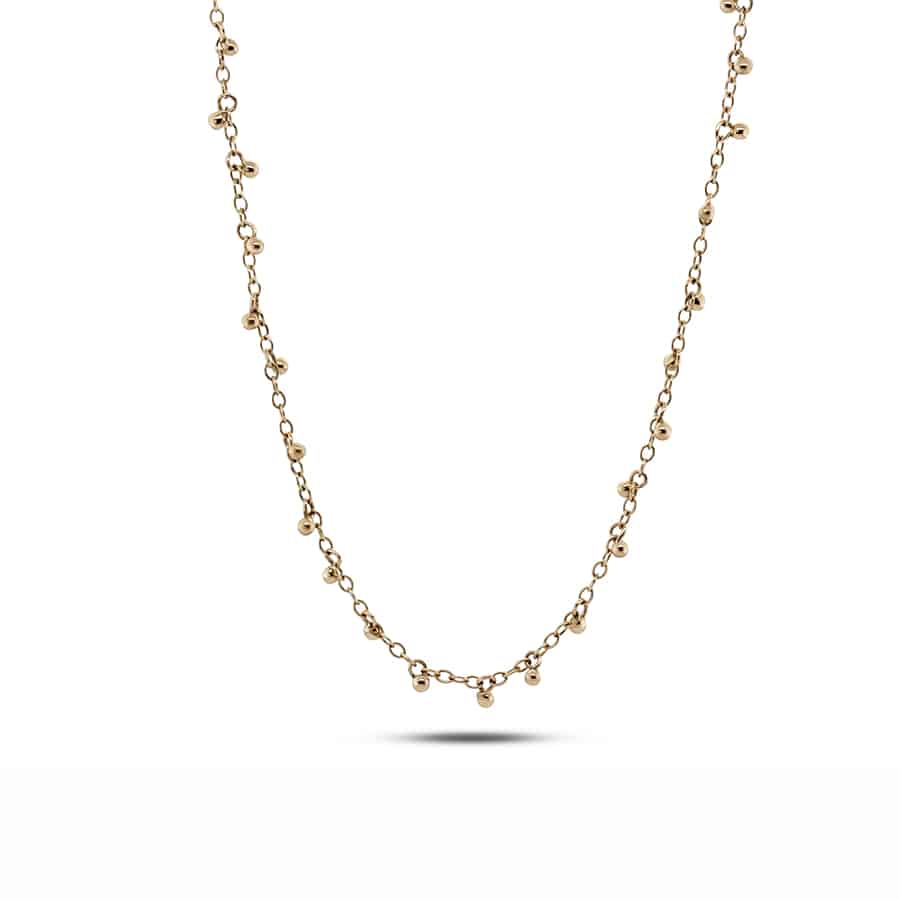 Neeltje Huddleston Slater - 14k Yellow Gold Dainty Drops Necklace - DESIGNYARD, Dublin Ireland.