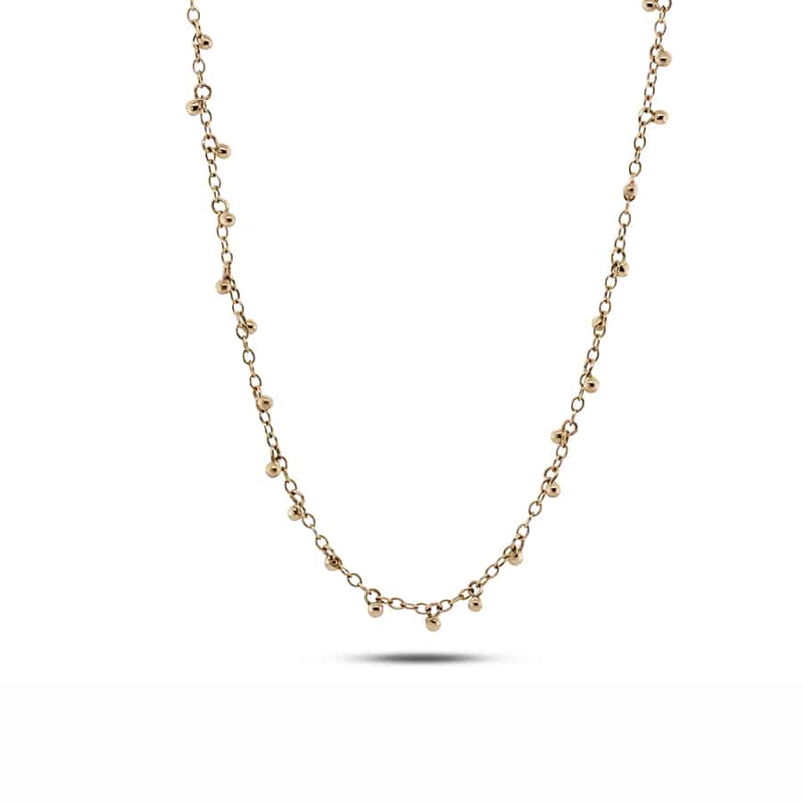 Neeltje Huddleston Slater - 14k Yellow Gold Dainty Drops Necklace - DESIGNYARD, Dublin Ireland.