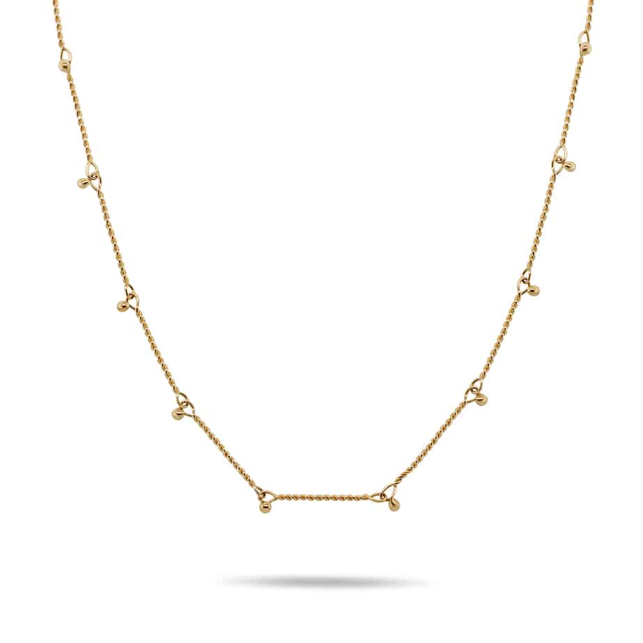 Neeltje Huddleston Slater - 14k Yellow Gold Dainty Twisted Bar Necklace - DESIGNYARD, Dublin Ireland.