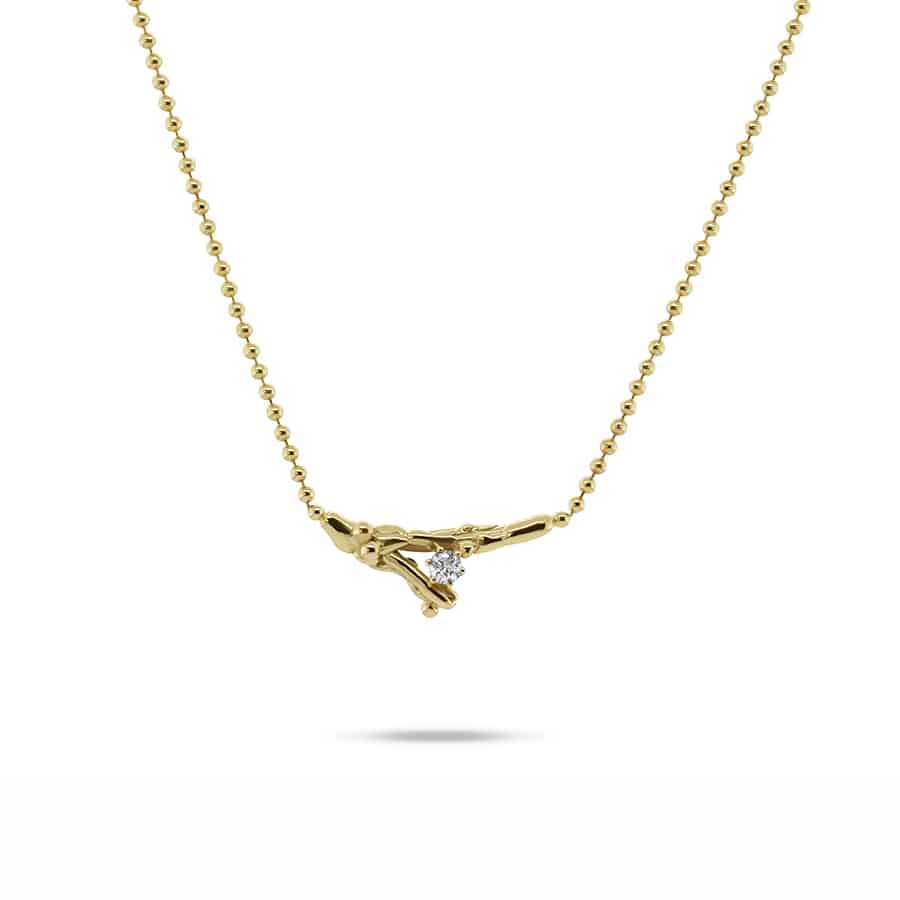 Neeltje Huddleston Slater - 14k Yellow Gold Diamond Branch Necklace - DESIGNYARD, Dublin Ireland.