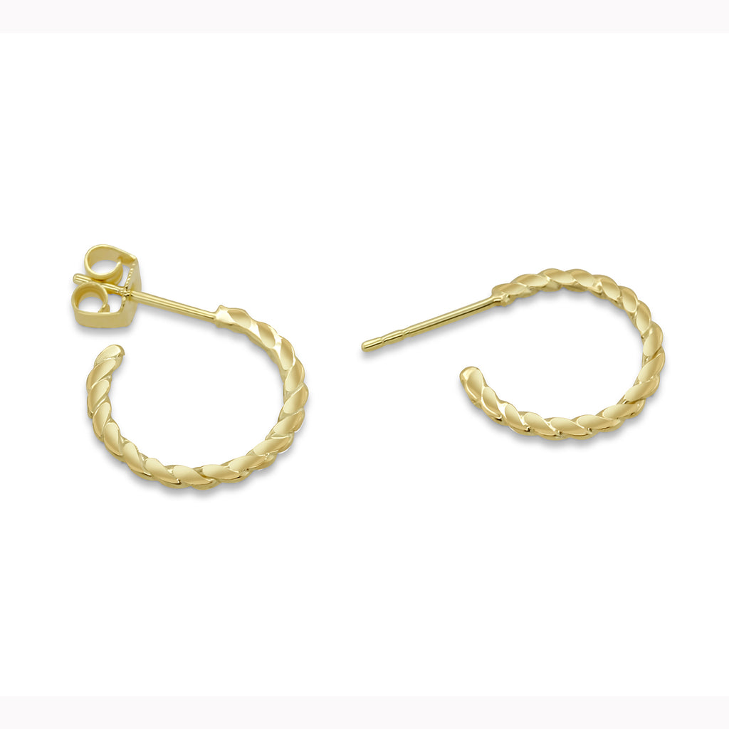 Neeltje Huddleston Slater - 14k Yellow Gold Thin Cord Hoop Earrings - DESIGNYARD, Dublin Ireland.