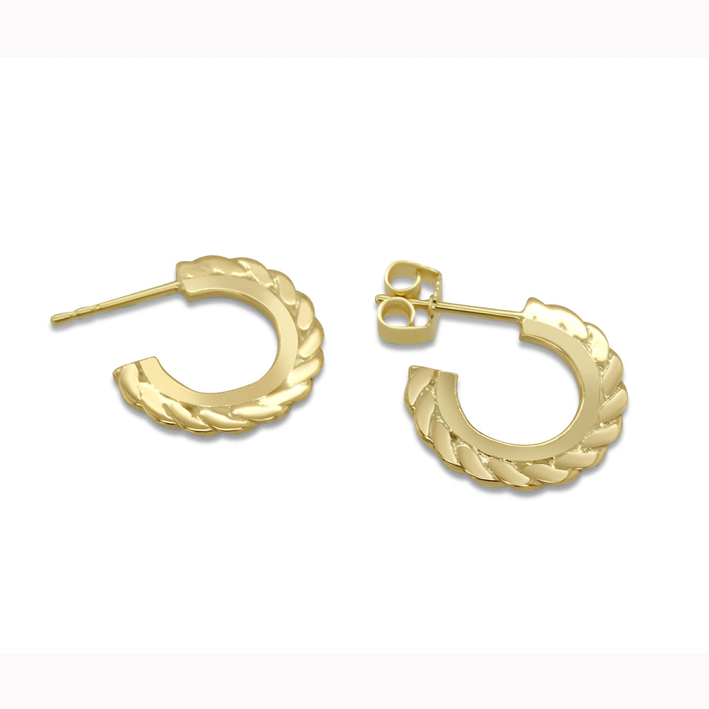 Neeltje Huddleston Slater - 14k Yellow Gold Thin Deep Cord Hoop Earrings - DESIGNYARD, Dublin Ireland.