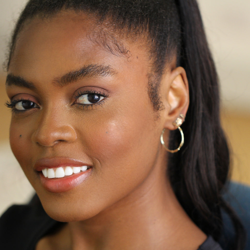 Photograph 2 of Neeltje Huddleston Slater's 14k Yellow Gold Large Branch Hoop Earrings. Available on DESIGNYARD.com and in our Contemporary Jewellery Shop Dublin, Ireland. #1 for Contemporary Jewellery.