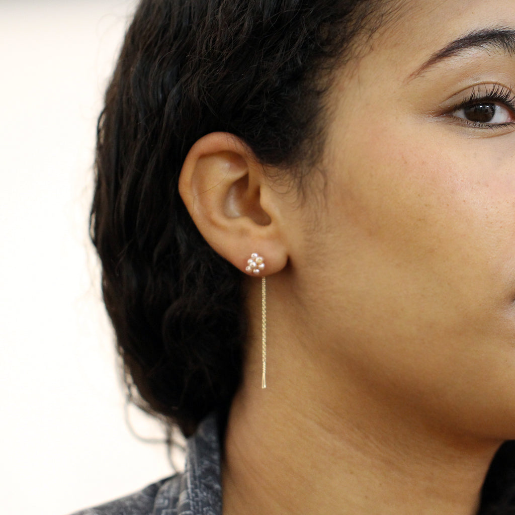 Neeltje Huddleston Slater - 14k Yellow Gold Pink Pearl Cloud Earring - DESIGNYARD, Dublin Ireland.