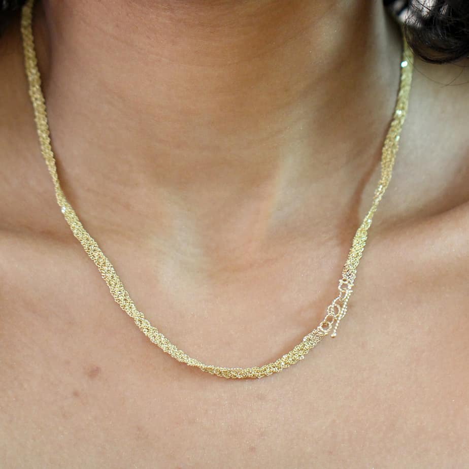 Myriam Oude Vrielink - 14k Yellow Gold Single Ribbon Necklace - DESIGNYARD, Dublin Ireland.