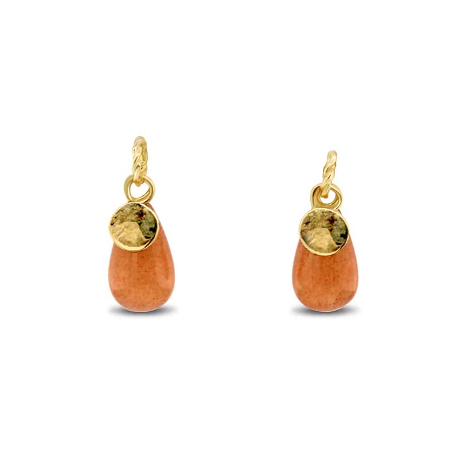 Neeltje Huddleston Slater - 14k Yellow Gold Sunstone Leaf Earrings - DESIGNYARD, Dublin Ireland.