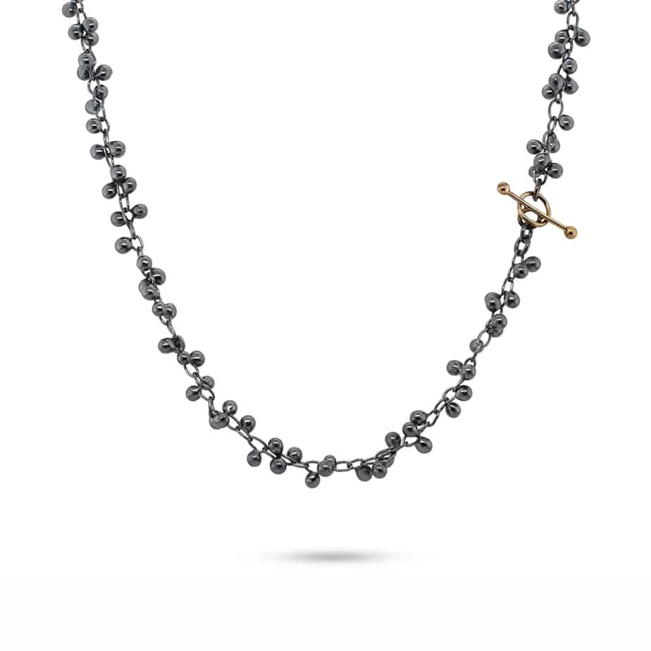 Neeltje Huddleston Slater - Fine Oxidised Silver 14k Yellow Gold Beaded Necklace - DESIGNYARD, Dublin Ireland.