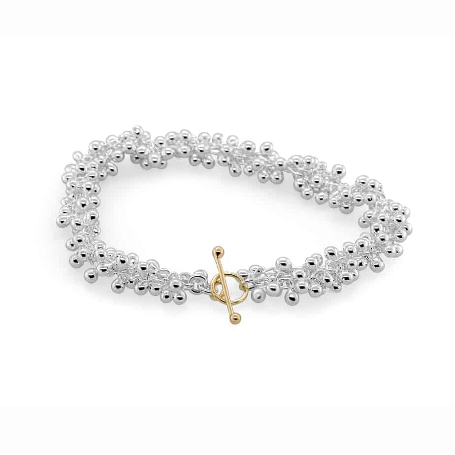 Photograph 1 of Neeltje Huddleston Slater's Contemporary Fine Silver 14k Yellow Gold Double Beaded Bracelet. Available on DESIGNYARD.com and in our Jewellery Shop Dublin, Ireland. Free Worldwide Shipping with DHL.