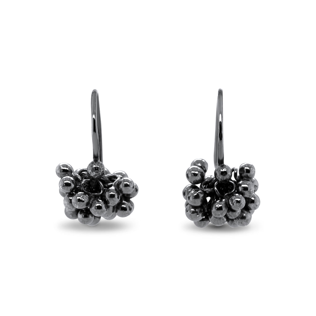 Neeltje Huddleston Slater - Oxidised Silver Bubble Cluster Drop Earrings - DESIGNYARD, Dublin Ireland.