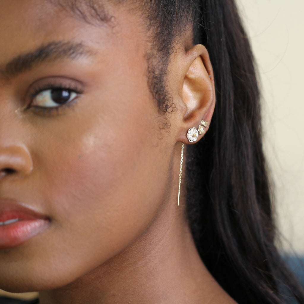 Neeltje Huddleston Slater - Sterling Silver 14k Yellow Gold Zeeland III Button Earrings - DESIGNYARD, Dublin Ireland.