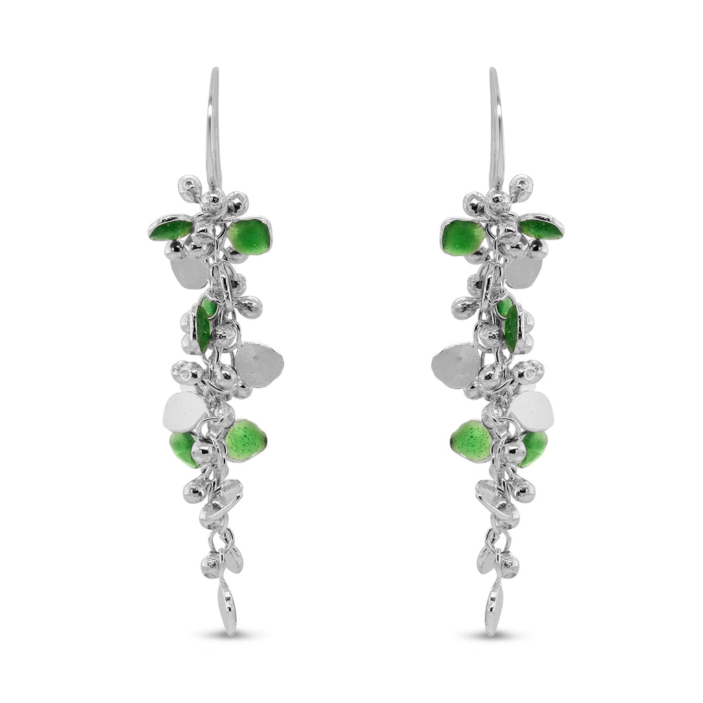 Neeltje Huddleston Slater - Sterling Silver Green Enamel Petal Earrings - DESIGNYARD, Dublin Ireland.