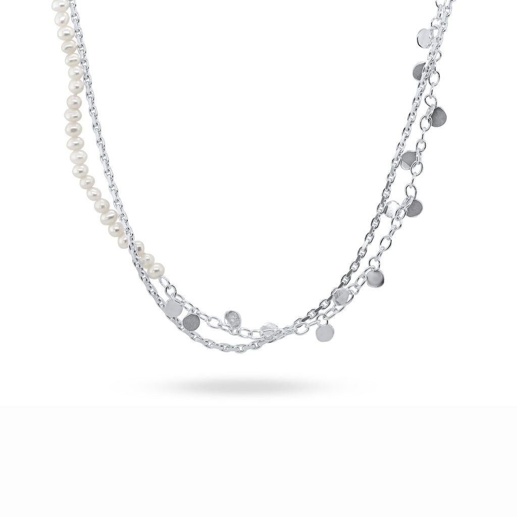 Neeltje Huddleston Slater - Sterling Silver Leaves Pearl Necklace - DESIGNYARD, Dublin Ireland.