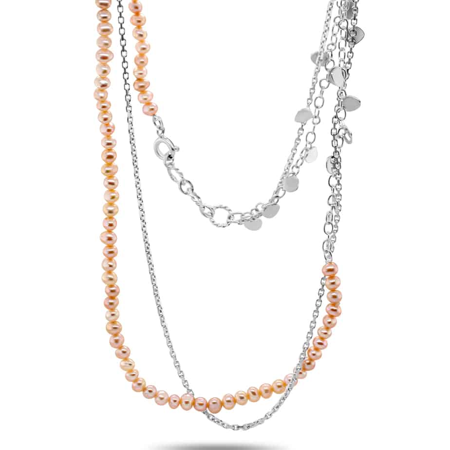 Neeltje Huddleston Slater - Sterling Silver Pink Pearl Leaf Necklace - DESIGNYARD, Dublin Ireland.