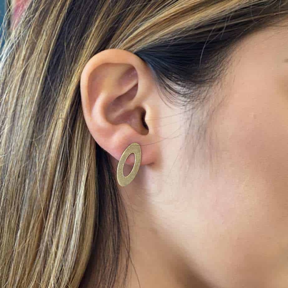 Nicole Van Der Wolf - 18k Yellow Gold ShipShape Oval Stud Earrings - DESIGNYARD, Dublin Ireland.