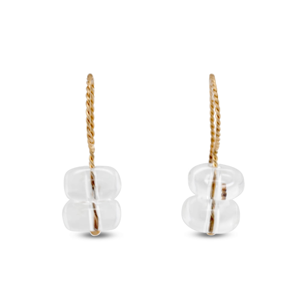 Nicole Van Der Wolf - 9k Yellow Gold Rock Crystal Drop Earrings - DESIGNYARD, Dublin Ireland.