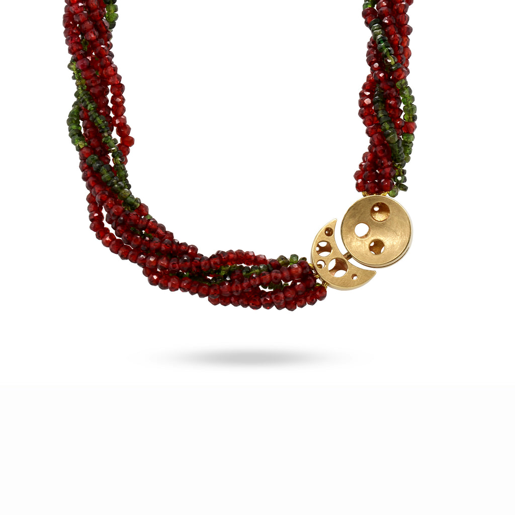 Nicole Van Der Wolf - 9k Yellow Gold Garnet Tourmaline Coral Reef Necklace - DESIGNYARD, Dublin Ireland.