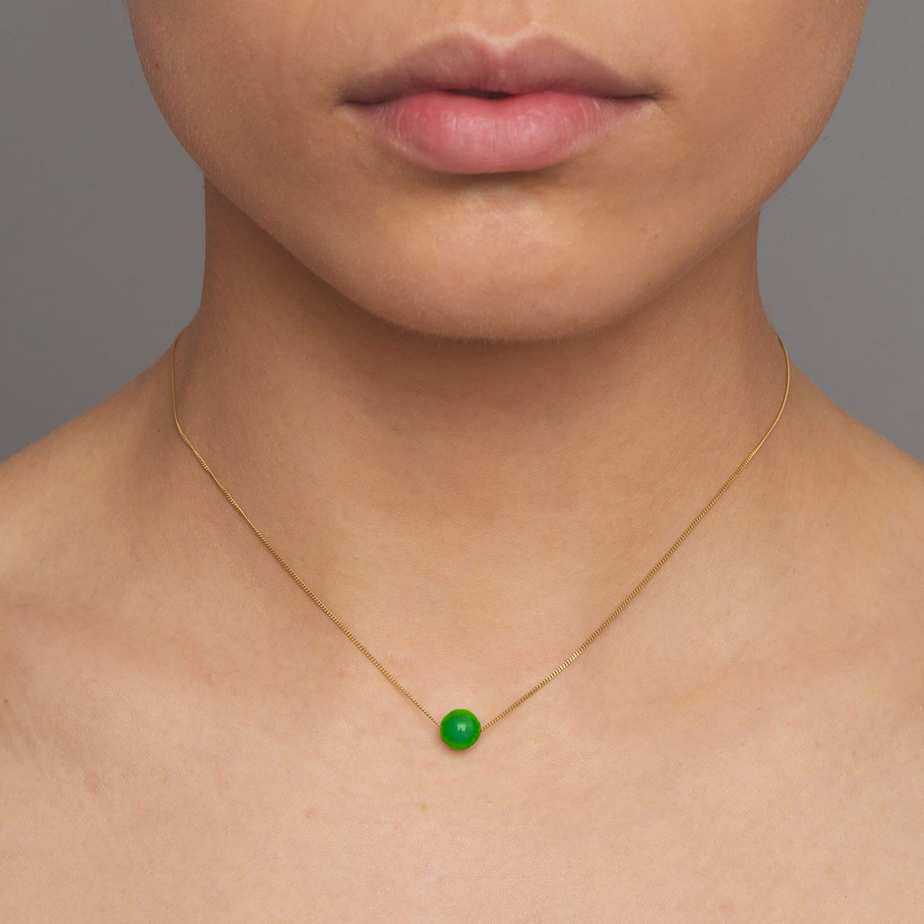 Nicole Van Der Wolf - 9k Yellow Gold Green Agate Necklace - DESIGNYARD, Dublin Ireland.