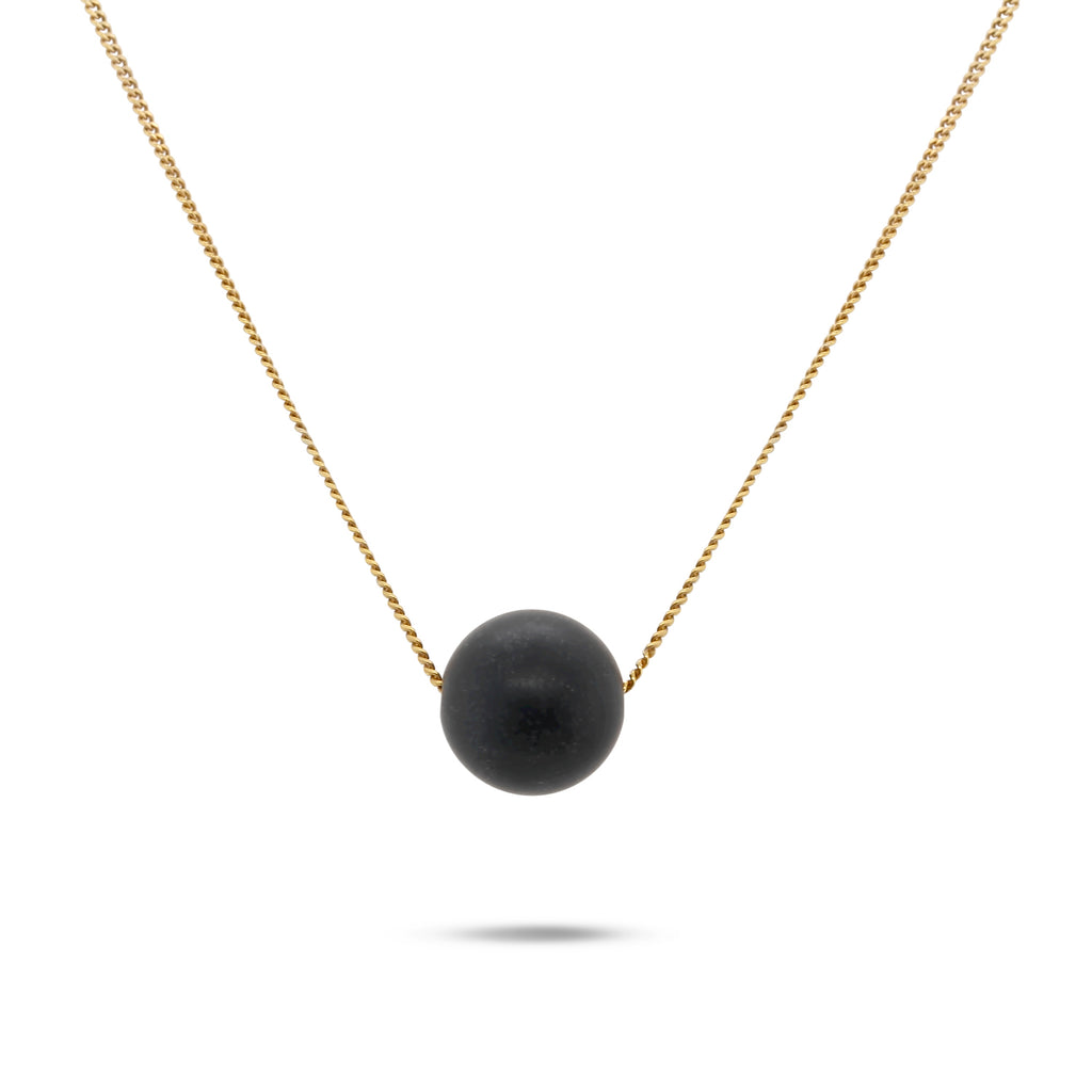 Nicole Van Der Wolf - 9k Yellow Gold Matte Black Onyx Necklace - DESIGNYARD, Dublin Ireland.