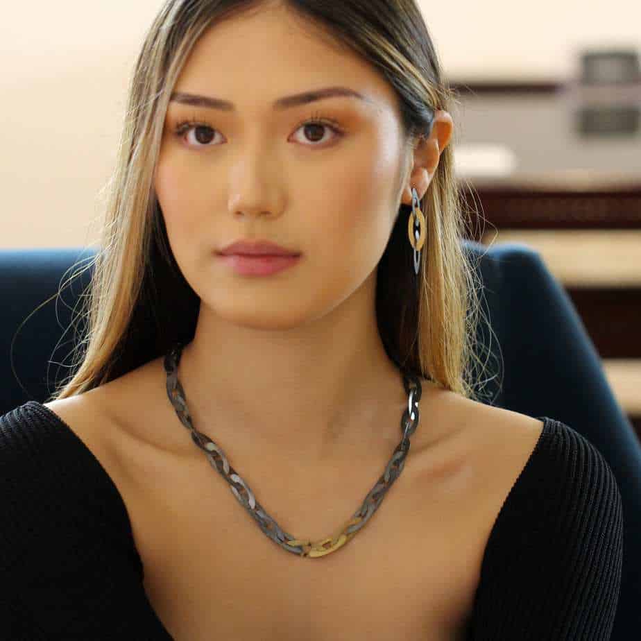 Nicole Van Der Wolf - Oxidised Silver 18k Yellow Gold ShipShape Necklace - DESIGNYARD, Dublin Ireland.