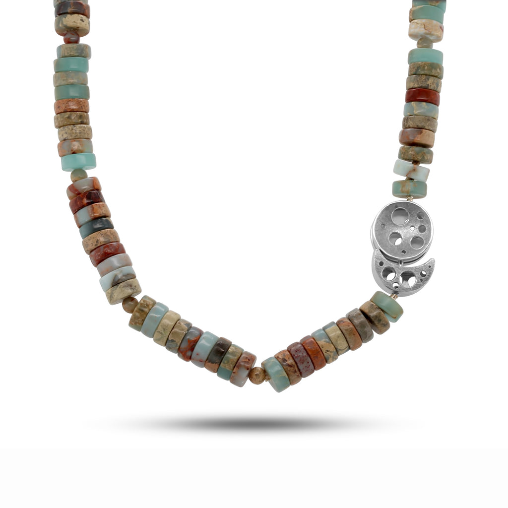 Nicole Van Der Wolf - Sterling Silver Jasper Heishi Coral Reef Necklace - DESIGNYARD, Dublin Ireland.