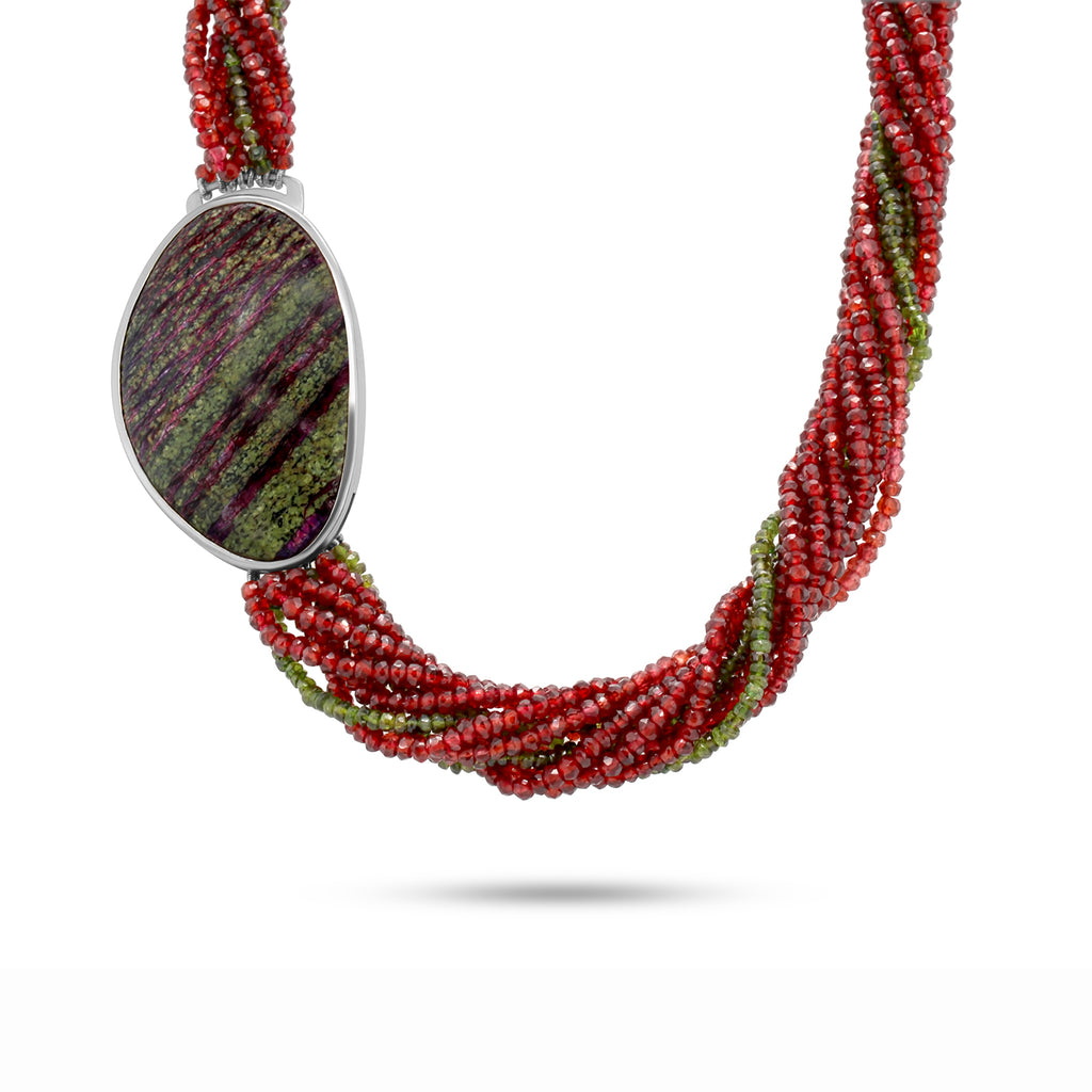 Nicole Van Der Wolf - Sterling Silver Puzzle Pebble Lepidolite Bead Necklace - DESIGNYARD, Dublin Ireland.