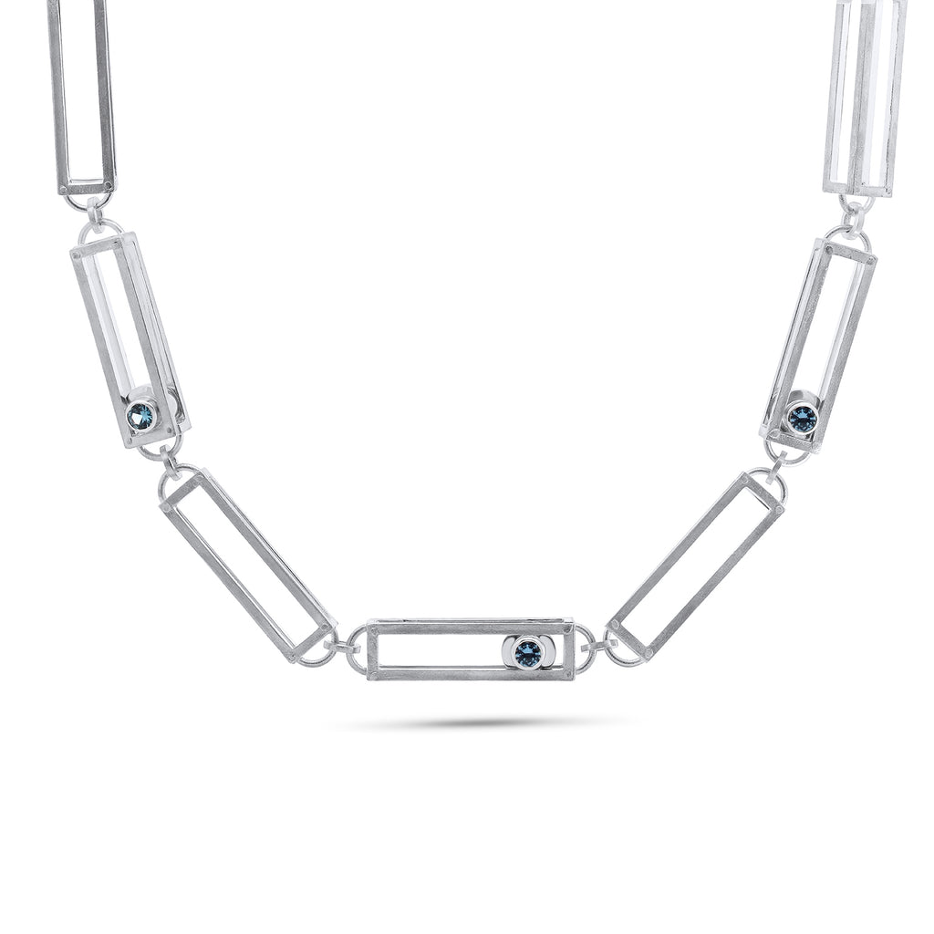 Nicole Van Der Wolf - Sterling Silver ShipShape Aquamarine Hero Necklace - DESIGNYARD, Dublin Ireland.