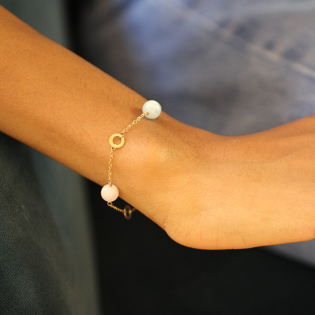 Nicole Van Der Wolf - 9k Yellow Gold Solo Triple Beryl Bracelet - DESIGNYARD, Dublin Ireland.