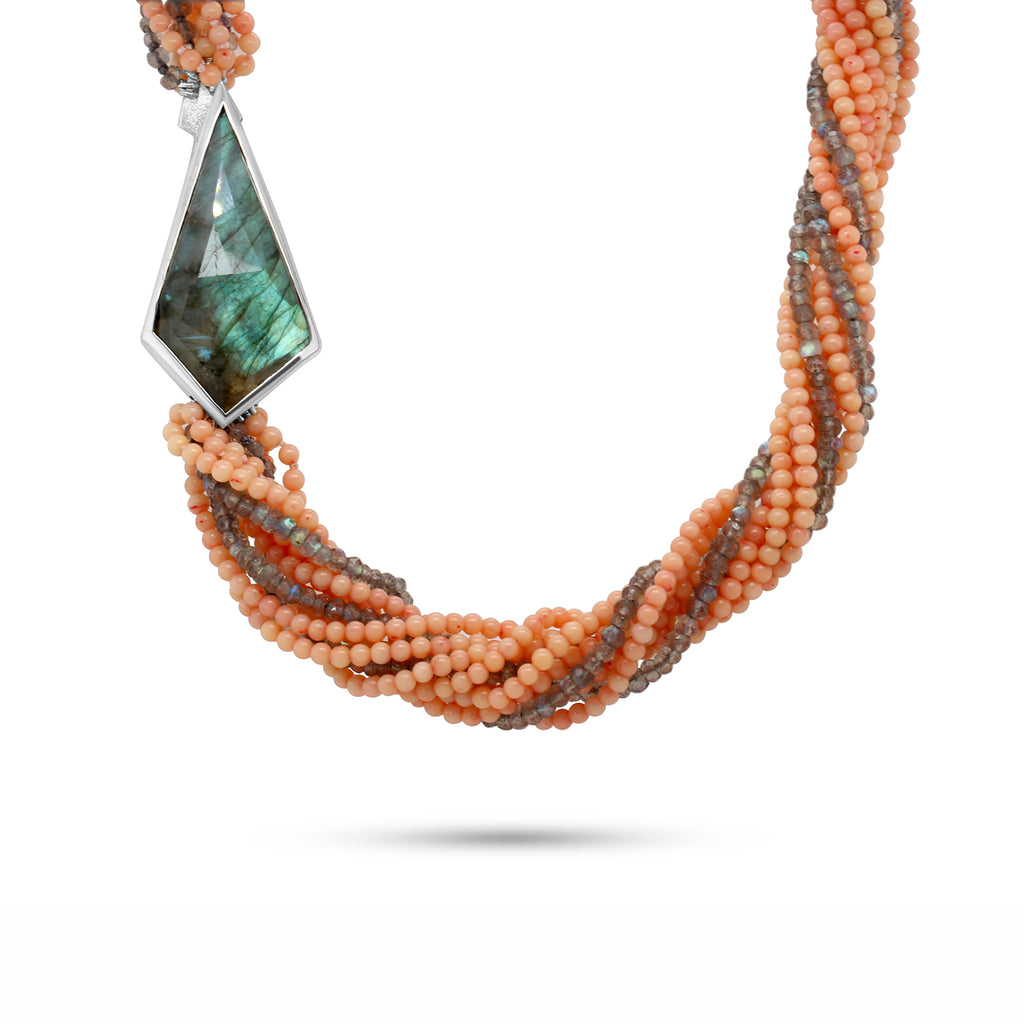 Nicole Van Der Wolf - Sterling Silver Puzzle Pebble Labradorite Necklace - DESIGNYARD, Dublin Ireland.