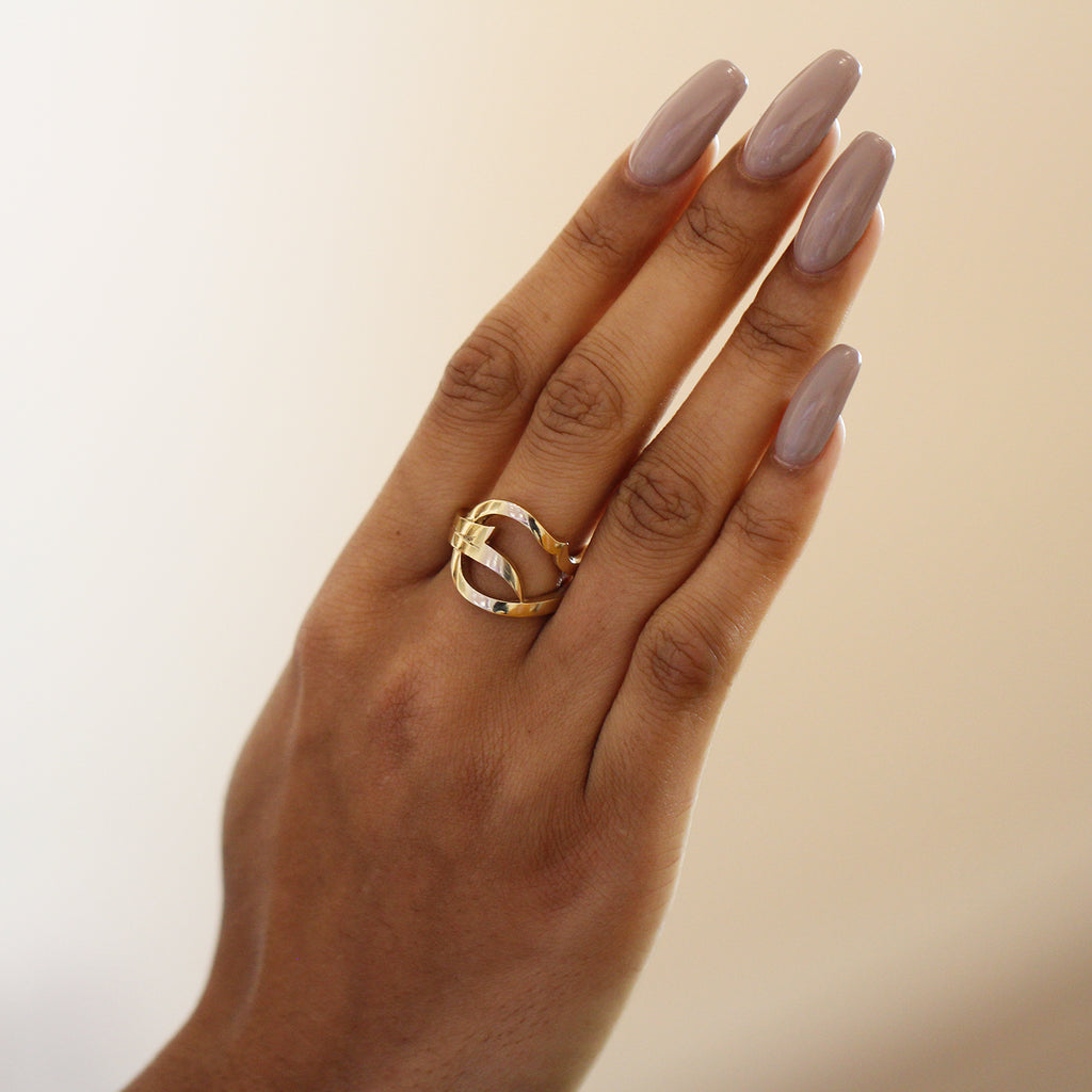 Nicole Van Der Wolf - 14k Yellow Gold Wing Ring - DESIGNYARD, Dublin Ireland.