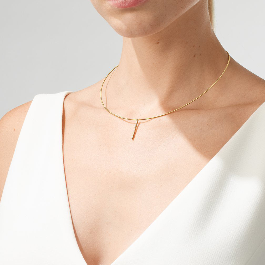 Niessing - 18k Yellow Gold Linear Diamond Necklace - DESIGNYARD, Dublin Ireland.