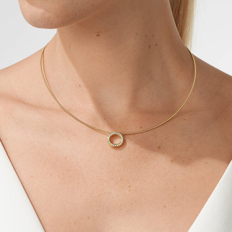 Niessing - 18k Yellow Gold Satellite Orbit Diamond Necklace - DESIGNYARD, Dublin Ireland.