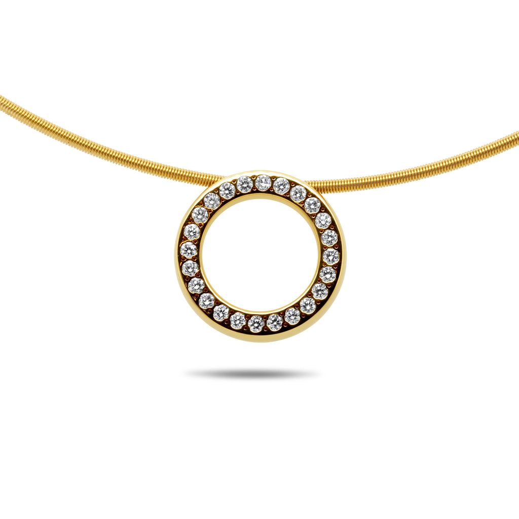 Niessing - 18k Yellow Gold Satellite Orbit Diamond Necklace - DESIGNYARD, Dublin Ireland.