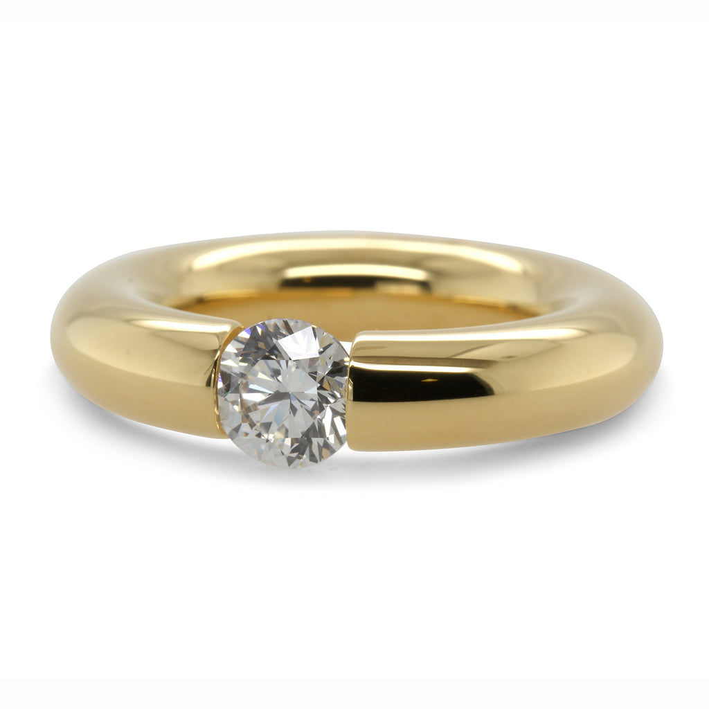 Niessing - 18k Yellow Gold Spannring Round Engagement Ring - DESIGNYARD, Dublin Ireland.