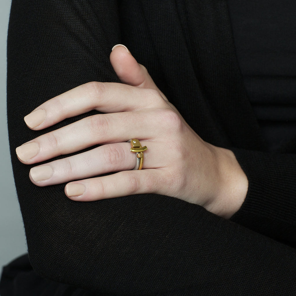 Photograph 2 of Paul Finch's Silver 18k Yellow Gold Diamond Ring Stack. Available on DESIGNYARD.com and in our Jewelry Store Dublin, Ireland.
