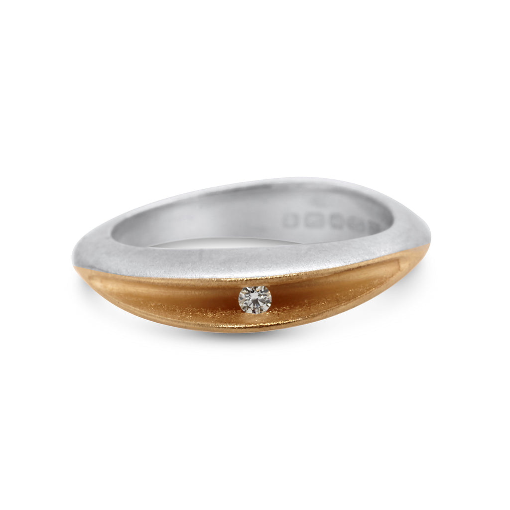 Shell Inspired Diamond Rings Paul Finch Contemporary Silver 22k Yellow Gold Diamond Shell Ring - by ...