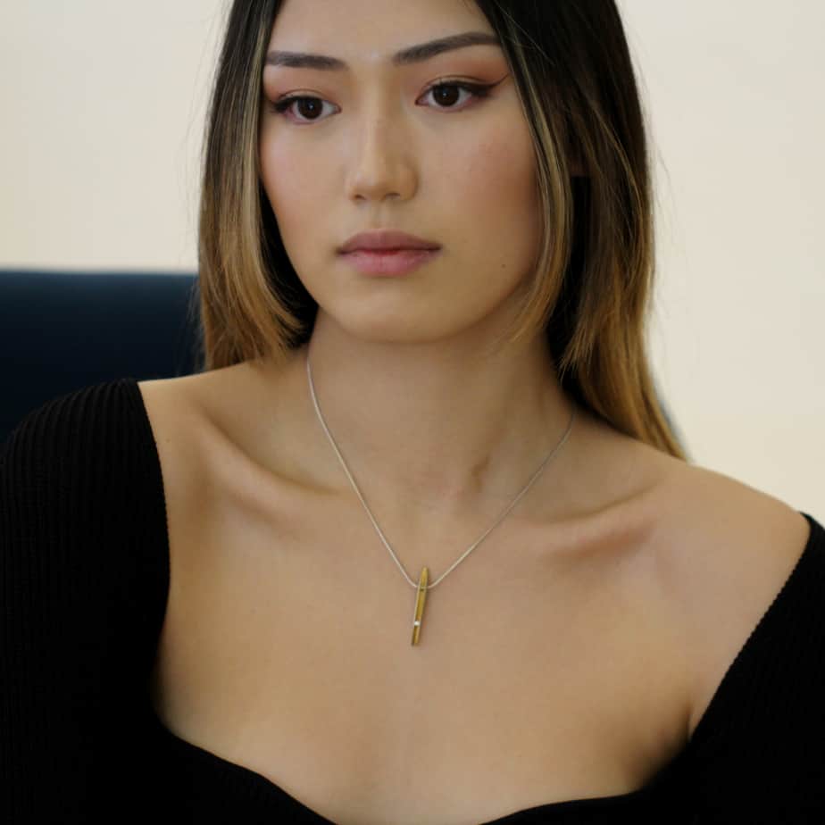 Photograph 2 of Paul Finch's Contemporary Silver 22k Yellow Gold Diamond Large Shell Necklace.  Available on DESIGNYARD.com and in our Jewellery Shop Dublin, Ireland.