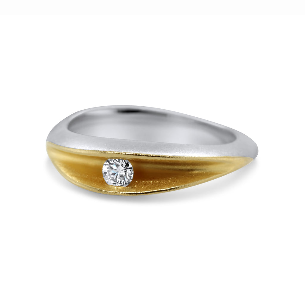 Paul Finch - Silver 22k Yellow Gold Diamond Shell Ring - DESIGNYARD, Dublin Ireland.